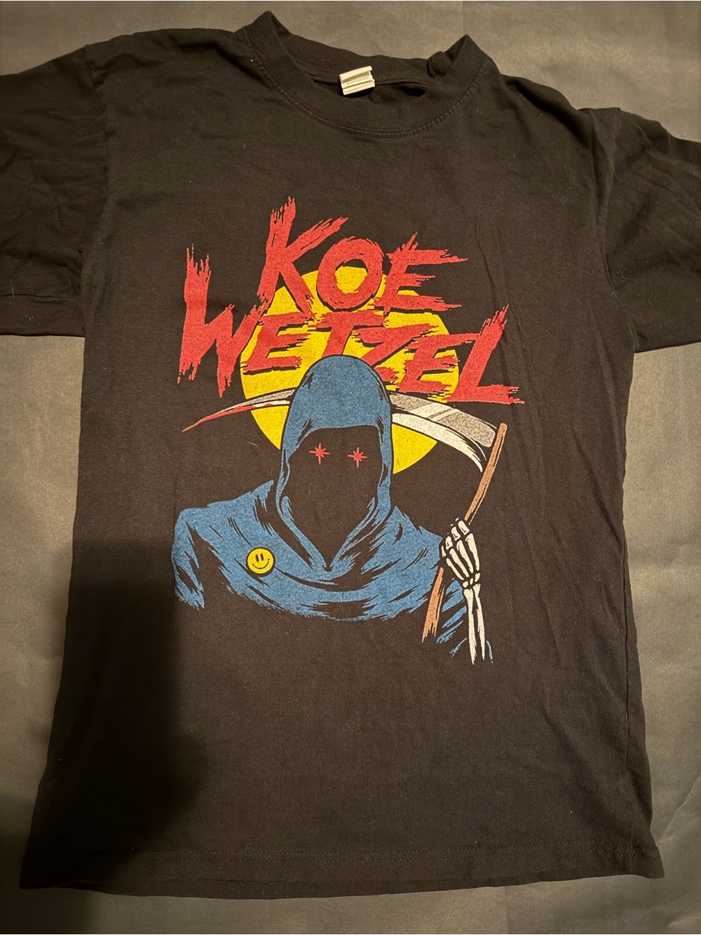 Koe Wetzel Graphic Tee - Black with Red, Blue & Yellow Artwork